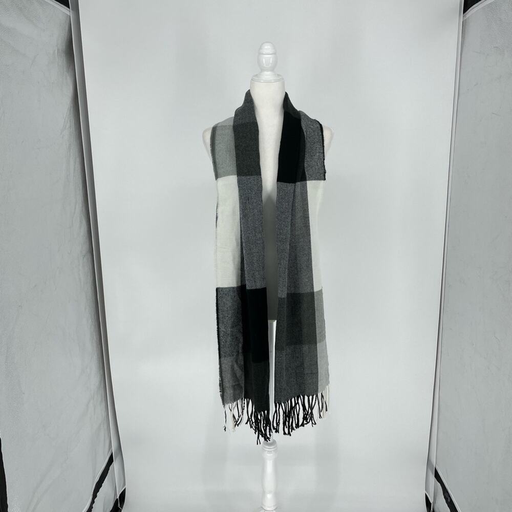 Express Color Block Gray Scarf One Size - Picture 7 of 7